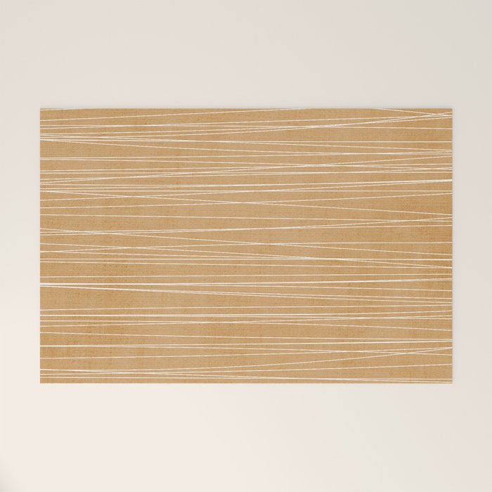 Mustard White Lines Minimalist Artwork Welcome Mat Gallery Image 1
