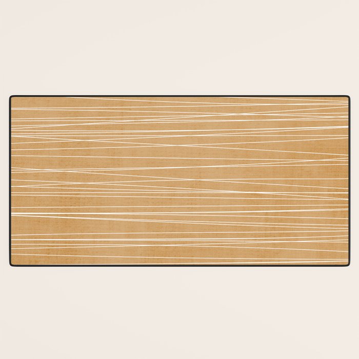 Mustard White Lines Minimalist Artwork Desk Mat Gallery Image 3