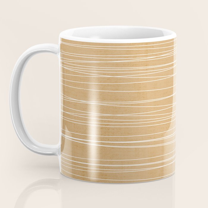 Mustard White Lines Minimalist Artwork Coffee Mug Gallery Image 3