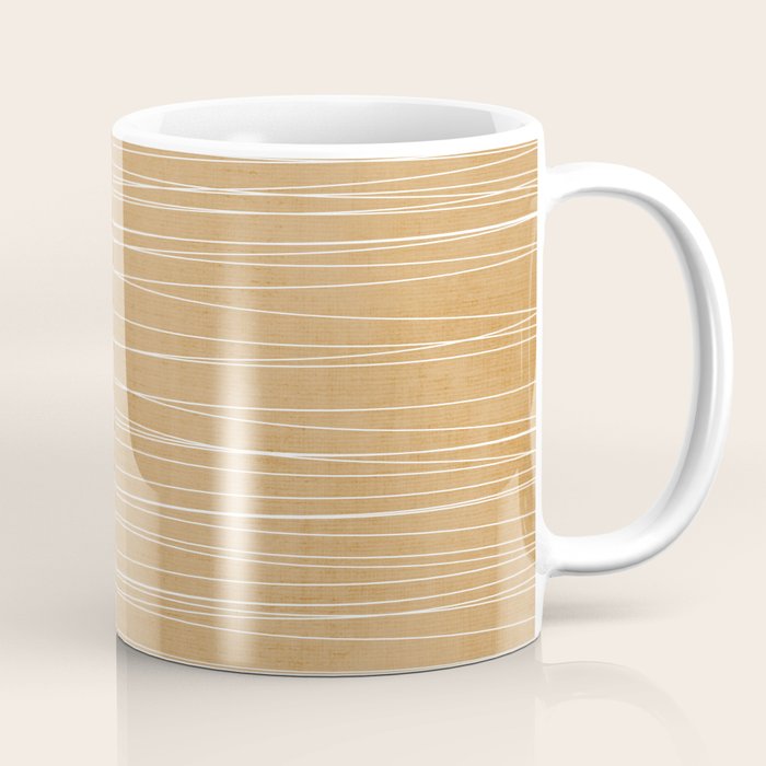 Mustard White Lines Minimalist Artwork Coffee Mug Gallery Image 1