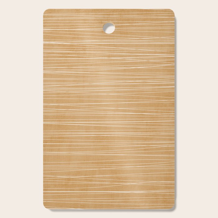 Mustard White Lines Minimalist Artwork Cutting Board Gallery Image 1
