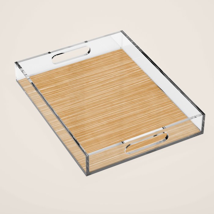 Mustard White Lines Minimalist Artwork Acrylic Tray Gallery Image 1