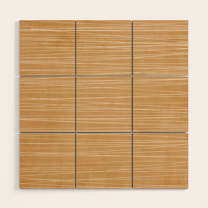 Mustard White Lines Minimalist Artwork Wood Wall Art Gallery Image 1