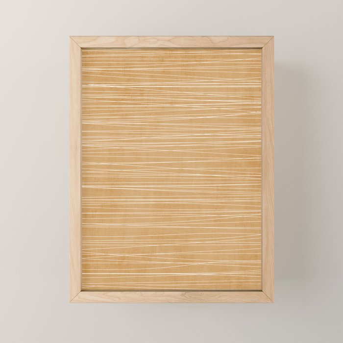 Mustard White Lines Minimalist Artwork Mini Art Print Gallery Image 1