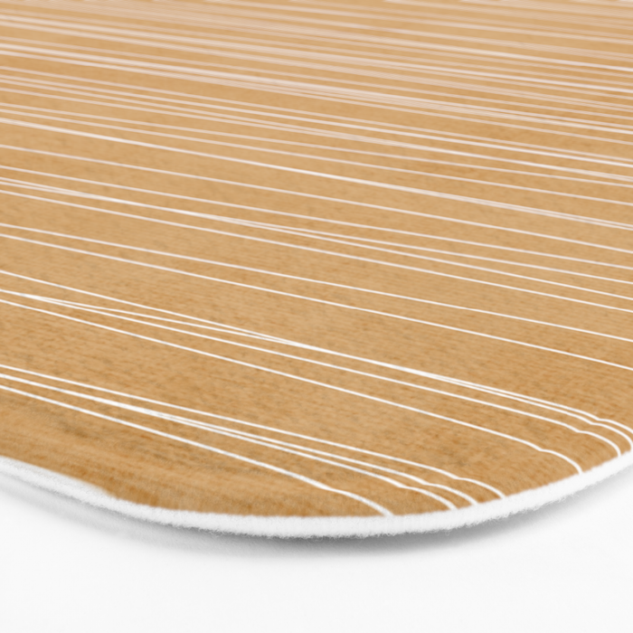 Mustard White Lines Minimalist Artwork Bath Mat Gallery Image 3