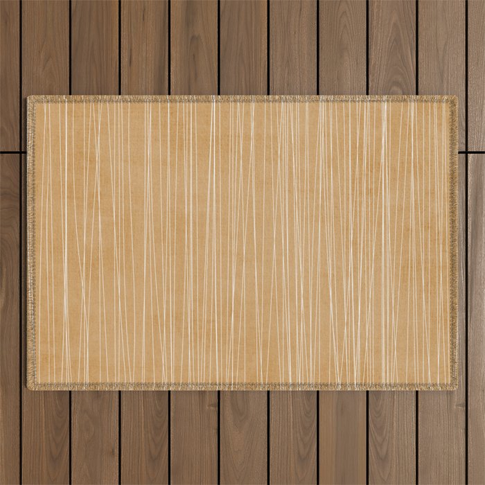 Mustard White Lines Minimalist Artwork Outdoor Rug Gallery Image 1