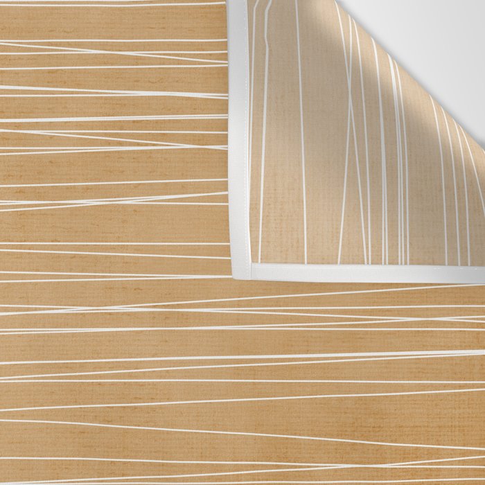 Mustard White Lines Minimalist Artwork Wall Tapestry Gallery Image 3