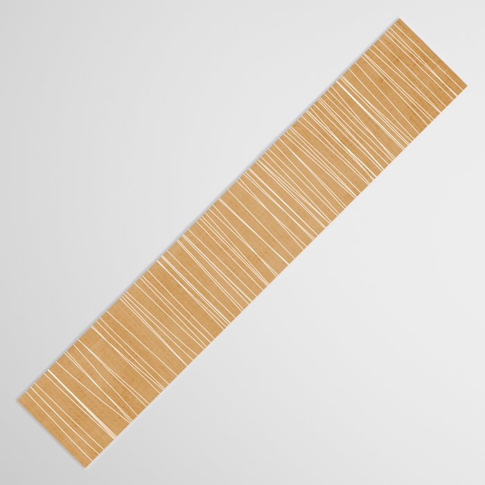 Mustard White Lines Minimalist Artwork Table Runner Gallery Image 3