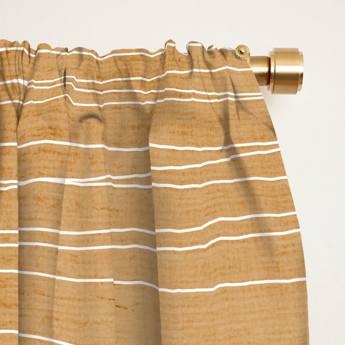Mustard White Lines Minimalist Artwork Window Curtain Gallery Image 2
