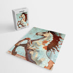 Horse Watercolor in Turqoise and Rust Jigsaw Puzzle Gallery Image 2