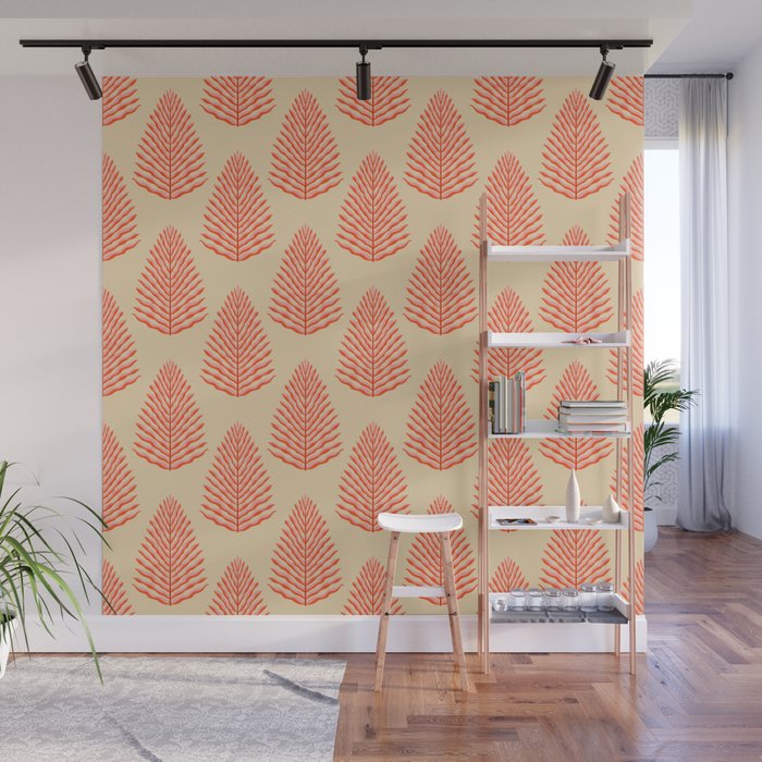 Pink and Red Organic Leaf Wall Mural Gallery Image 1