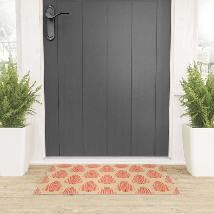 Pink and Red Organic Leaf Welcome Mat Gallery Image 3
