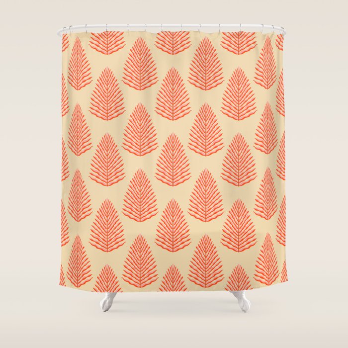 Pink and Red Organic Leaf Shower Curtain Gallery Image 1