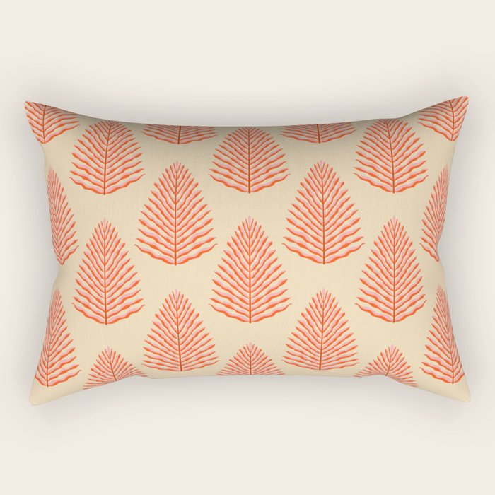 Pink and Red Organic Leaf Rectangular Pillow Gallery Image 2