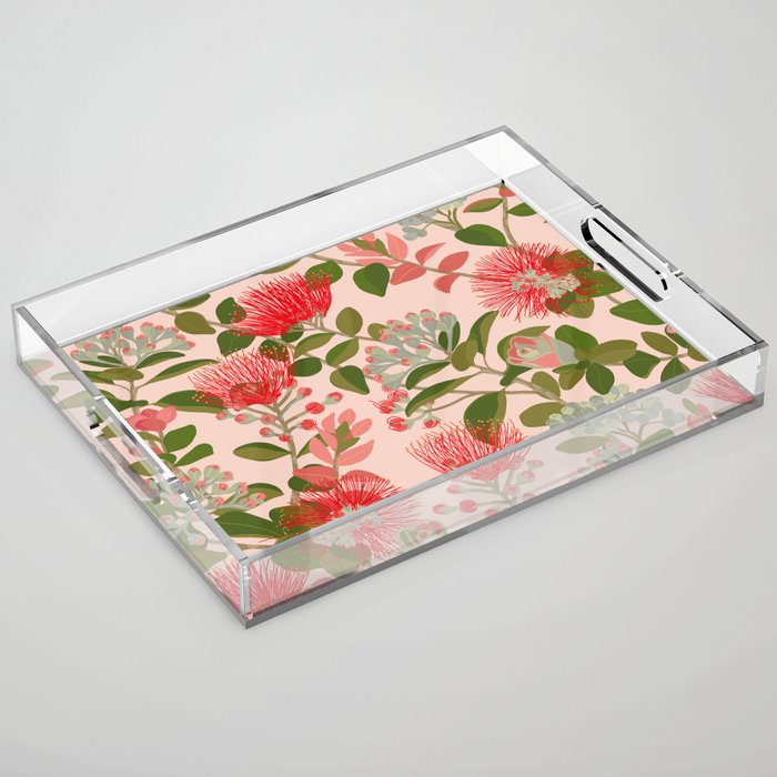 Ohia Lehua Tree on Pink Acrylic Tray Gallery Image 1