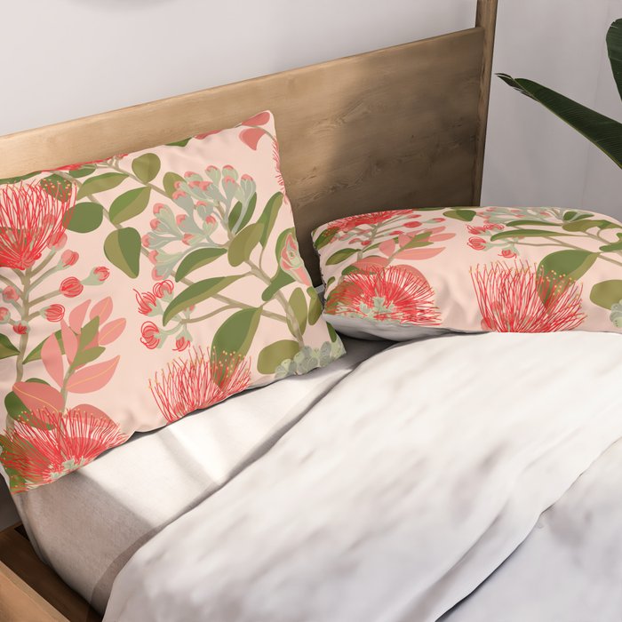 Ohia Lehua Tree on Pink Pillow Sham Gallery Image 2