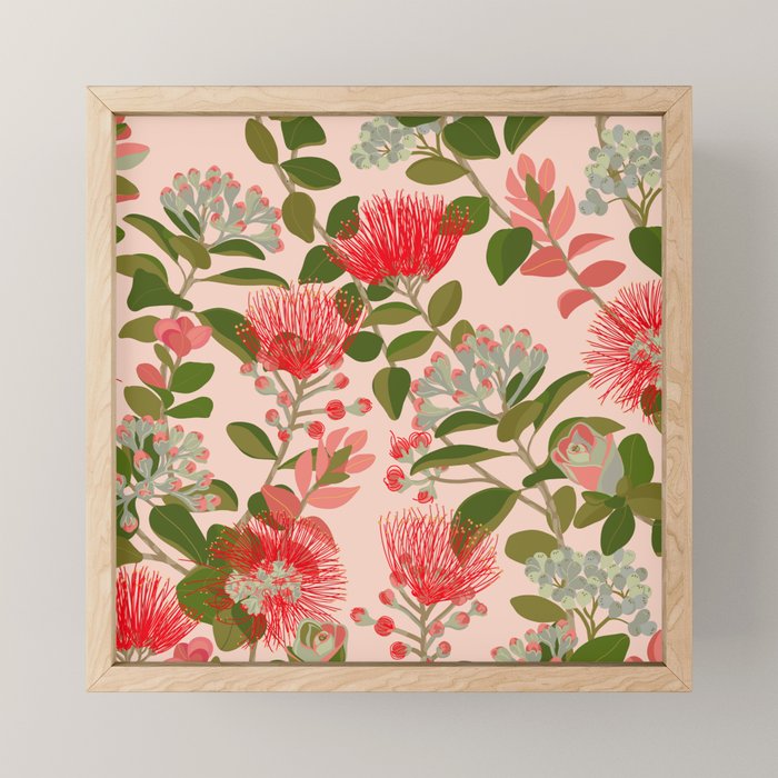 Ohia Lehua Tree on Pink Mini Art Print Gallery Image 1