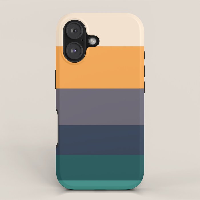 Mid Century Modern Minimalist Color Block Pattern Yellow Grey Green iPhone Case Gallery Image 1