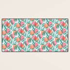 Peaches - peach pink and teal Desk Mat Gallery Image 3