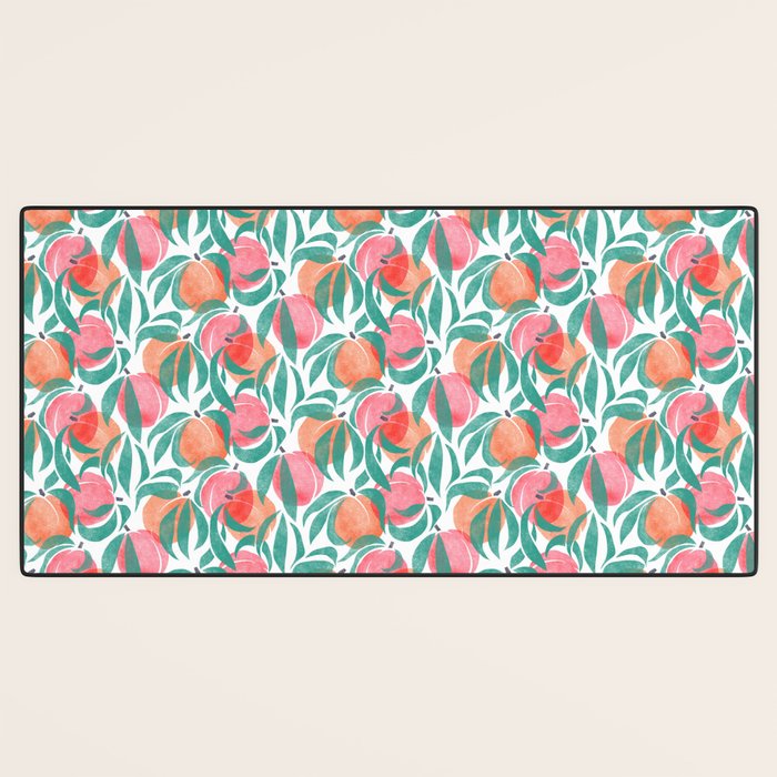 Peaches - peach pink and teal Desk Mat Gallery Image 3