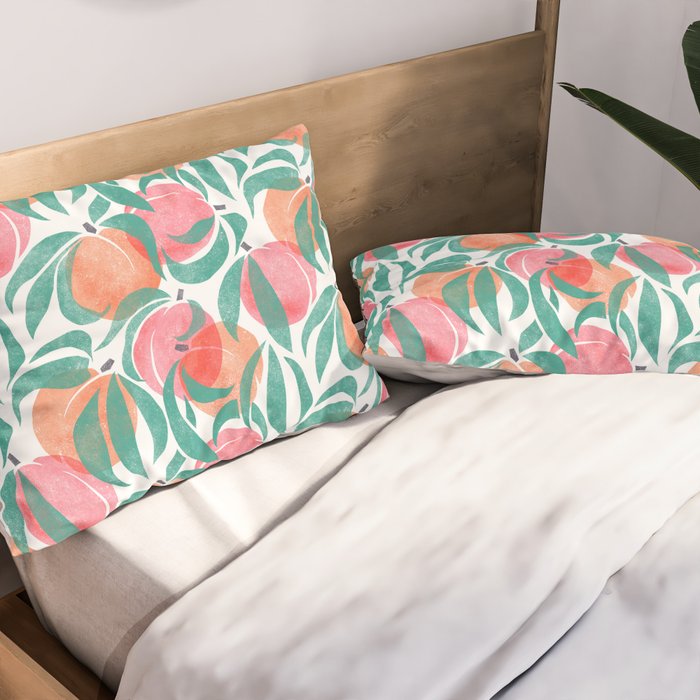 Peaches - peach pink and teal Pillow Sham Gallery Image 2