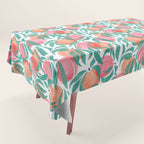 Peaches - peach pink and teal Tablecloth Gallery Image 1