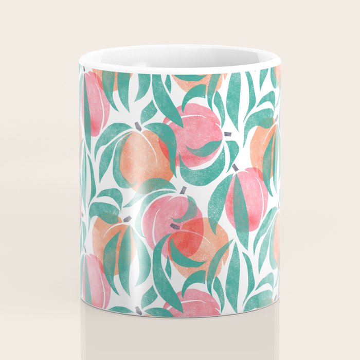 Peaches - peach pink and teal Coffee Mug Gallery Image 4