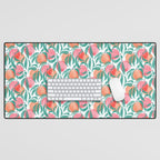 Peaches - peach pink and teal Desk Mat Gallery Image 1