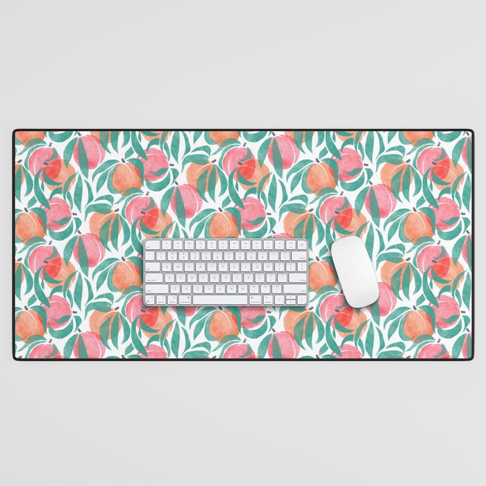 Peaches - peach pink and teal Desk Mat Gallery Image 1