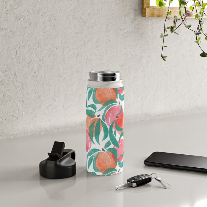 Peaches - peach pink and teal Water Bottle Gallery Image 4
