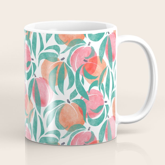 Peaches - peach pink and teal Coffee Mug Gallery Image 1