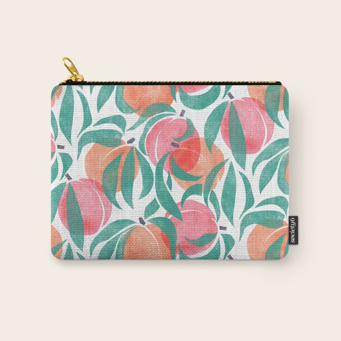 Peaches - peach pink and teal Carry All Pouch Gallery Image 1