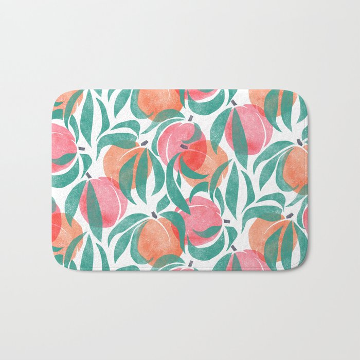 Peaches - peach pink and teal Bath Mat Gallery Image 1