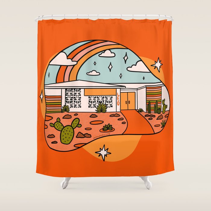 Leo Mid Century House Shower Curtain Gallery Image 1