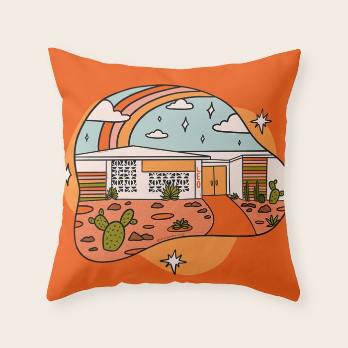 Leo Mid Century House Throw Pillow Gallery Image 6