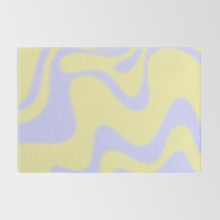 Dreamy Retro Liquid Swirl Contemporary Abstract 2 in Butter Yellow and Lavender Pastel Rug Gallery Image 2