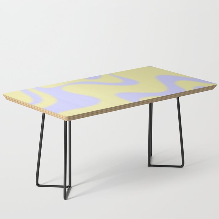 Dreamy Retro Liquid Swirl Contemporary Abstract 2 in Butter Yellow and Lavender Pastel Coffee Table Gallery Image 1