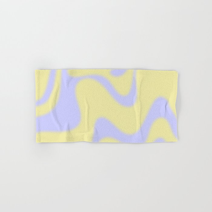 Dreamy Retro Liquid Swirl Contemporary Abstract 2 in Butter Yellow and Lavender Pastel Bath Towel Gallery Image 1