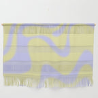 Dreamy Retro Liquid Swirl Contemporary Abstract 2 in Butter Yellow and Lavender Pastel Wall Hanging Gallery Image 1