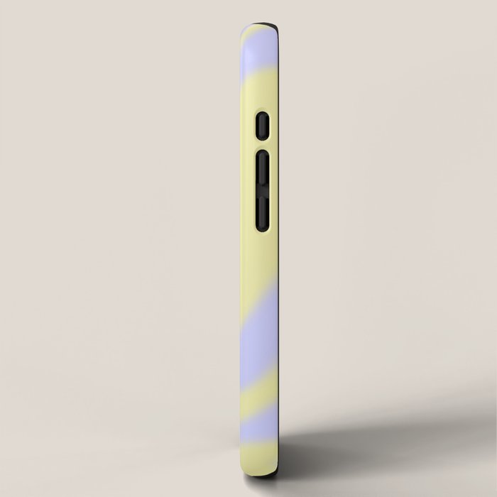 Dreamy Retro Liquid Swirl Contemporary Abstract 2 in Butter Yellow and Lavender Pastel iPhone Case Gallery Image 2