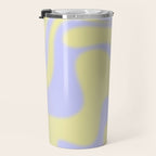 Dreamy Retro Liquid Swirl Contemporary Abstract 2 in Butter Yellow and Lavender Pastel Travel Mug Gallery Image 3