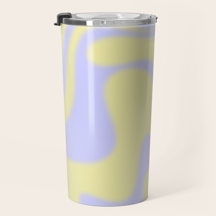 Dreamy Retro Liquid Swirl Contemporary Abstract 2 in Butter Yellow and Lavender Pastel Travel Mug Gallery Image 3