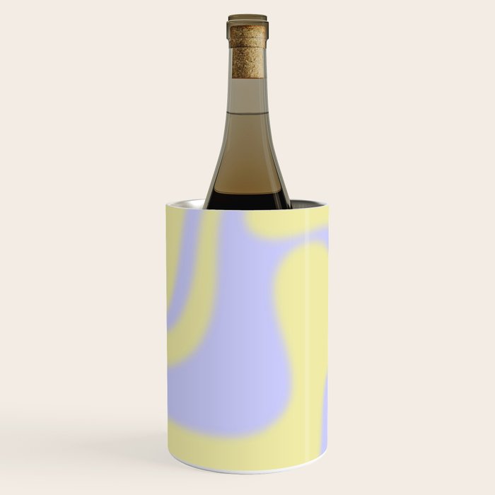 Dreamy Retro Liquid Swirl Contemporary Abstract 2 in Butter Yellow and Lavender Pastel Wine Chiller Gallery Image 2