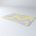 Dreamy Retro Liquid Swirl Contemporary Abstract 2 in Butter Yellow and Lavender Pastel Rug Gallery Image 3