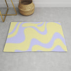 Dreamy Retro Liquid Swirl Contemporary Abstract 2 in Butter Yellow and Lavender Pastel Rug Gallery Image 1