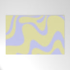 Dreamy Retro Liquid Swirl Contemporary Abstract 2 in Butter Yellow and Lavender Pastel Welcome Mat Gallery Image 1
