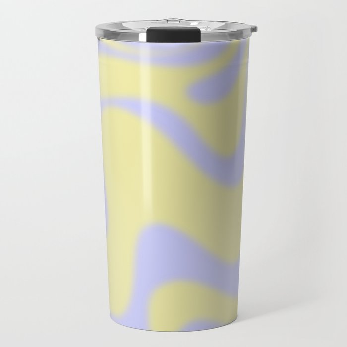 Dreamy Retro Liquid Swirl Contemporary Abstract 2 in Butter Yellow and Lavender Pastel Travel Mug Gallery Image 1