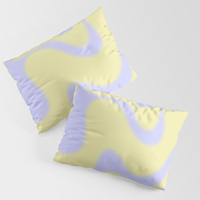 Dreamy Retro Liquid Swirl Contemporary Abstract 2 in Butter Yellow and Lavender Pastel Pillow Sham Gallery Image 3