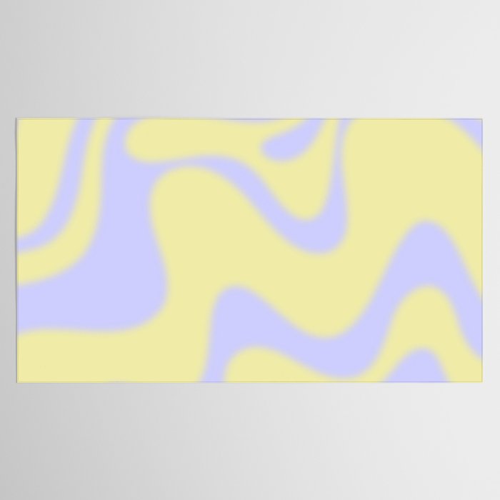 Dreamy Retro Liquid Swirl Contemporary Abstract 2 in Butter Yellow and Lavender Pastel Tablecloth Gallery Image 2