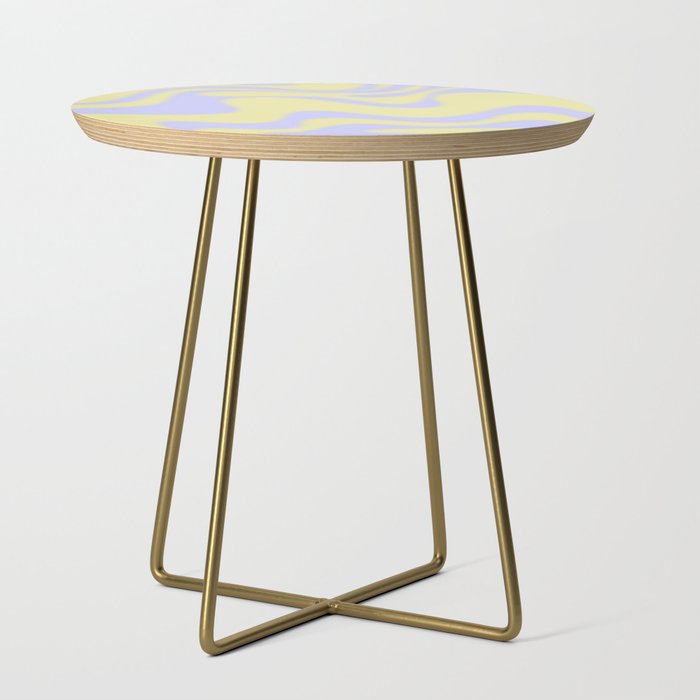 Dreamy Retro Liquid Swirl Contemporary Abstract 2 in Butter Yellow and Lavender Pastel Side Table Gallery Image 1